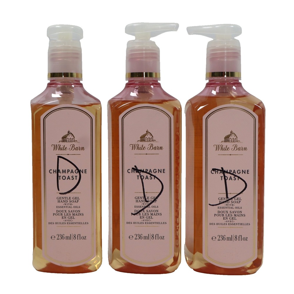 3 PACK Bath & Body Works CHAMPAGNE TOAST Cleansing Gel Hand Soap 8 fl oz